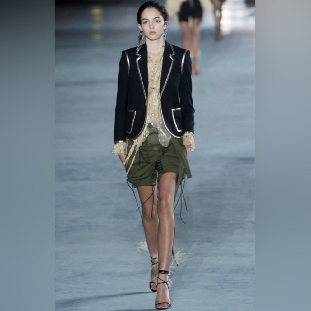 Saint Laurent Gold Trim Garbadine Blazer in Black Wool FR36 - Picture 3 of 7